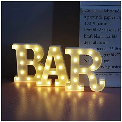 Imagen de SUQ Lámpara de Letras Iluminadas, LED Carpa, Luces Letras, Iluminada Nocturnas, Decoración con Pilas, para Bar, Pub, Hogar, Fiesta, Boda, Pared