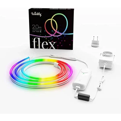 Imagen de Twinkly Flex Tubo LED multicolor de 2 m, tira RGB flexible, compatible con Home Kit, Alexa y Google Home, luces juegos, más 16 M colores, alimentación USB C, control aplicación,