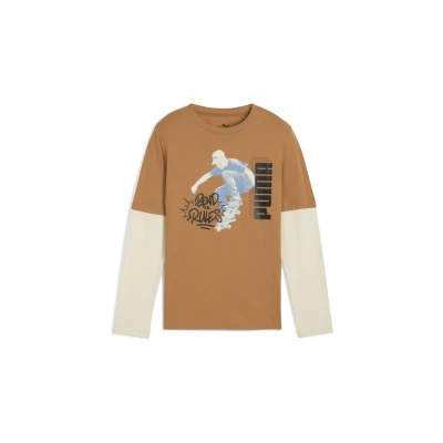 Imagen de Puma MID90S Layered Camiseta de manga larga para niños, Talla: 12a, Melted caramel