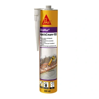 Imagen de Sika SikaMur InjectoCream 100, Tratamiento contra el crecimiento del cabello / aumento de la humedad en las paredes, 300 ml, blanco
