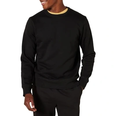 Imagen de Amazon Essentials Sudadera de forro polar con cuello redondo (disponible en tallas grandes y largos especiales) Hombre, Negro, XXL Grande Alto
