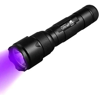 Imagen de Ultrafire Linterna UV 395 405nm Zoom Ultravioleta Pequeña LED, Modo Unico Enfoque Ajustable Mini Táctica para Resina Secado, Orina Mascotas, 502UV