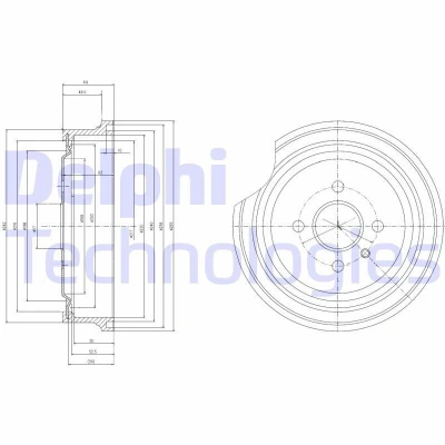 Imagen de DELPHI BF367 Tambor de Freno sin anillo sensor ABS, cojinete rueda 250 OPEL: Astra G CC, Berlina, F Berlina