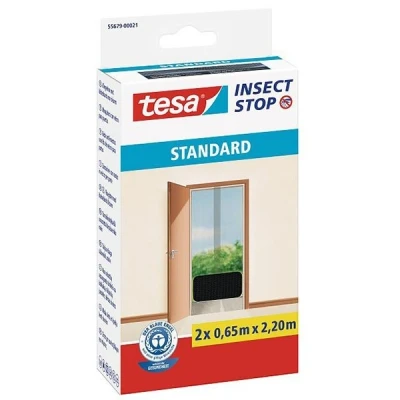 Imagen de TESA 55679 00021 03 Malla mosquitera Standard para puertas, 2 telas de 0,65 cm x 2,2 m, color gris antracita
