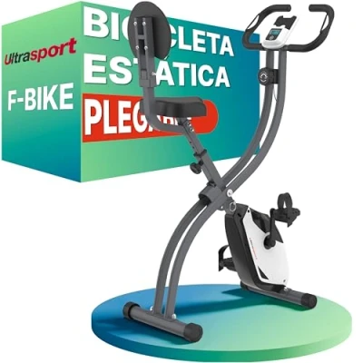 Imagen de Ultrasport F Bike 200B, entrenador bicicleta, bicicleta estática, ordenador entrenamiento LCD, peso máximo del usuario 110 kg, medición ritmo cardíaco, 8 niveles de resistencia, plegable, Negro/Plata