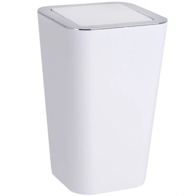 Imagen de WENKO cubo con tapa oscilante Candy 6 l, de basura para el baño o resto la vivienda, hecho plástico macizo, 18 x 28,5 cm, blanco