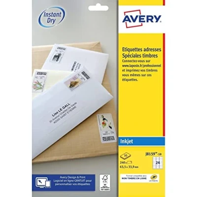 Imagen de Avery 240 Etiquetas especiales para sellos de inyección tinta Blanco 63,5 x 33,9 mm