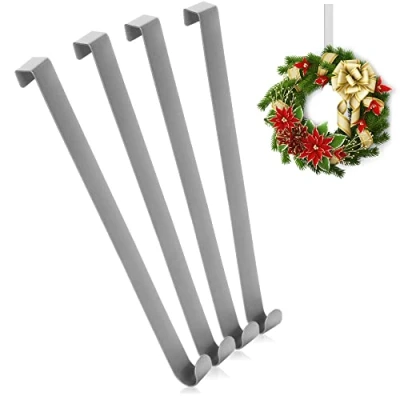 Imagen de com four® 4X Ganchos para Puertas de Acero Inoxidable 26 cm Coronas y decoración colgadores Apartamentos Exteriores percheros Colgar