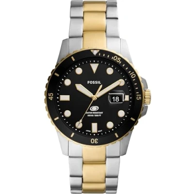 Imagen de Fossil Reloj para hombre Azul, movimiento de cuarzo, caja 42mm acero inoxidable plateado con correa inoxidable, FS5951, Negro