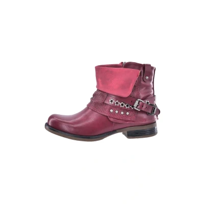 Imagen de Elara Botines Mujer Botas de Estilo Motero Remaches Chunkyrayan 344 Burgundy 39