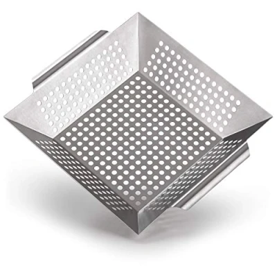 Imagen de Blumtal Bandeja para Parrilla de Acero Inoxidable y Antiadherente Cesta Verduras 29,5 x 6 cm (Grande),Bandeja Horno o Todo Tipos barbacoas hornos