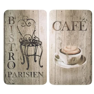 Imagen de Wenko Placas cobertoras de Vidrio universales Bistro 2 Unidades Juego Piezas para Todos los Tipos cocinas Marrón
