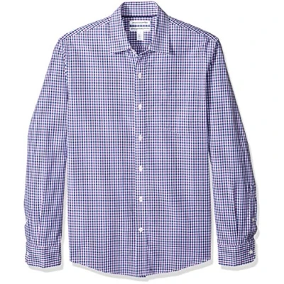 Imagen de Amazon Essentials Camisa de Popelín Manga Larga y Ajuste Entallado Hombre, Azul Morado Guinga, M