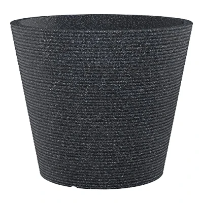 Imagen de Scheurich Coneo, jardinera de plástico, granito negro, 49 cm diámetro, 39,4 altura, 46 l vol.