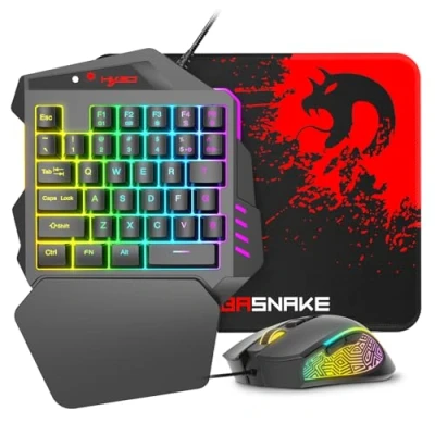 Imagen de Teclado y Mouse PS4, Adaptador/convertidor Incorporado, Adecuado para PS3 / PS4 Xbox One, 360 Nintendo Switch, Plug and Play, Gaming 3200 dpi, de Juegos RGB, Negro