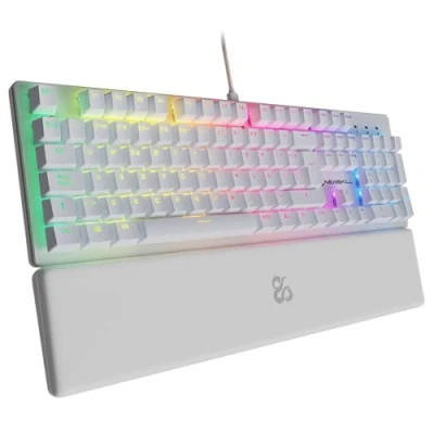 Imagen de Teclado gaming NEWSKILL Serike V2, Por Cable, Iluminación RGB, Con reposabrazos, Blanco