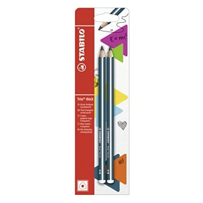 Imagen de Lápiz de grafito triangular grueso STABILO Trio thick Caja con 12 unidades color cuerpo petroleo Mina HB