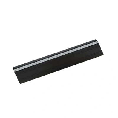 Imagen de D.RECT Regla de Aluminio Longitud la 20 cm Escala en Centímetros y Pulgadas Para Escuela, Oficina, el Hogar Negro