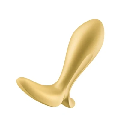 Imagen de Satisfyer, vibrador, vibrador anal, &#039;Intensity Plug&#039;, 8,8 cm, silicona respetuosa con el cuerpo, resistente al agua (IPX7), controlado por app, color:Gold