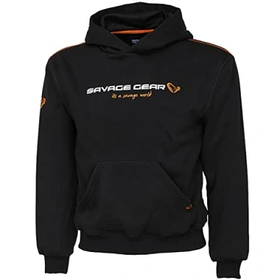 Imagen de Savage Gear Junior Logo Hoodie 12 14 Black Ink Sweater para pesca Suéter de