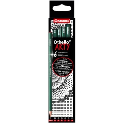 Imagen de Lápiz de grafito STABILO Othello Estuche ARTY con 6 unidades (alta dureza: 2x2H, 2x3H,2x4H)