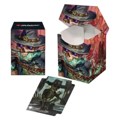 Imagen de Ultra Pro Outlaws of Thunder Junction 100+ Deck Box® Ft. Tinybones for Magic: The Gathering, accesorio coleccionable para juegos TCG, soporte protector mazo de cartas