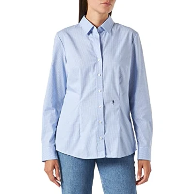 Imagen de Seidensticker City Bluse Langarm Slim Fit Uni, Blusa para Mujer, Azul (Hellblau Karo), 38