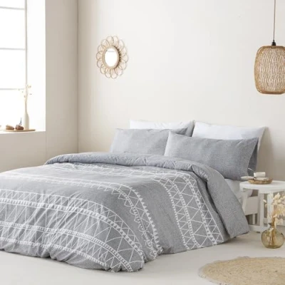 Imagen de Funda Nordica Reversible Navia Gris Cama de 180 Cierre con Botones HIPOALERGENICA