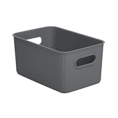Imagen de Tatay Set 4 Cajas Organizadoras Rectangular Baobab 5L de Capacidad, Polipropileno, Libre BPA, Gris Antracita. Medidas 18,1 x 27,2 31 cm