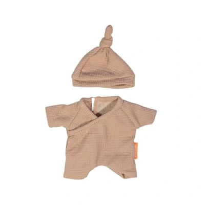 Imagen de Miniland Ropa para Muñeca de 21 cm, Accesorio Muñecos, Pijama con Gorro (Marrón)