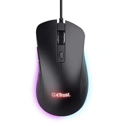 Imagen de Trust Gaming GXT 924 Ybar+ Ratón Gaming, 25600 dpi, 60% Plástico Reciclado, Captor 25K, Iluminación LED RGB, 6 Botones Programables, Mouse Gamer con Cable USB para PC/Portátil Negro