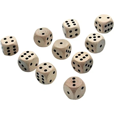 Imagen de GICO Dados de 6 Caras Juego (10 Unidades, 16 mm, Madera Natural) 5956