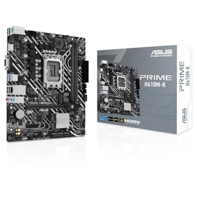 Imagen de ASUS PRIME H610M K Placa base micro ATX Intel H610 LGA 1700 (DDR5, PCIe 4.0, ranura M.2, Realtek 1 Gb Ethernet, HDMITM/VGA, USB 3.2 Gen 1, SATA 6 Gbps, cabecera COM, RGB)