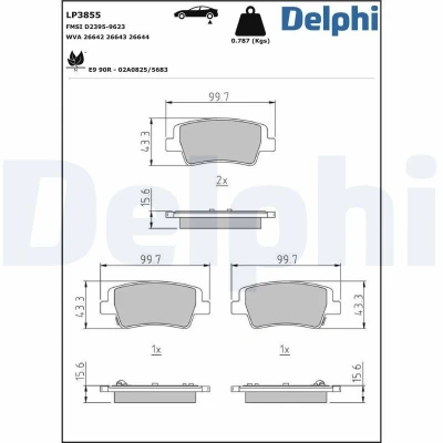 Imagen de Juego de pastillas DELPHI LP3855
