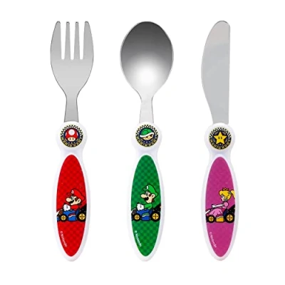 Imagen de Mario Kart Cubertería infantil (3 piezas, cuchillo, tenedor y cuchara)