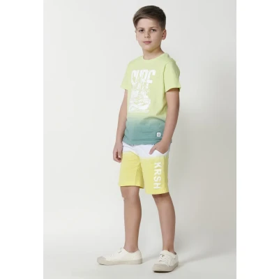 Imagen de Camiseta de Manga Corta con Estampado Frontal en Color Lima para Niño