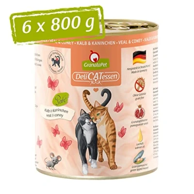 Imagen de GranataPet Delicatessen Comida húmeda para gatos de Ternera y Conejo, 6 x 800 g