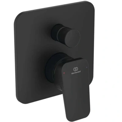 Imagen de Ideal Standard Ceraplan, mezclador monomando empotrado completo para ducha, dos vías, negro seda