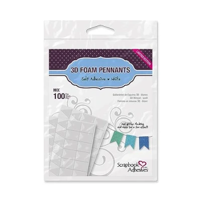 Imagen de Scrapbook Adhesives By 3L Adhesivos para álbumes de Recortes, Adornos Espuma, banderines 3D Foam Shapes Pennants, Poliuretano, White, Talla única