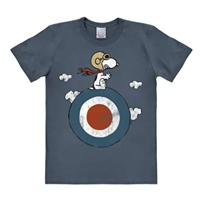 Imagen de Logoshirt® Peanuts I Snoopy Piloto Camiseta Print Mujer y Hombre Cuello Redondo Manga Corta Azul Diseño Original con Licencia Talla L