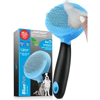 Imagen de BluePet® Cepillo para perros y gatos de pelo medio largo Elimina suavemente el subpelo, los enredos nudos Afloja la capa superior