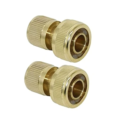 Imagen de Hydrogarden 2 Piezas Conector de Manguera Latón 3/4&quot; Rápido Conexión Rápida Tubo Adaptador Grifo para Jardinería Riego Lavado Autos
