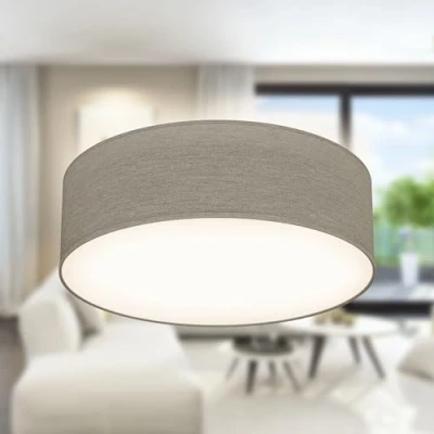Imagen de B.K.Licht Lámpara de Techo textil, Pantalla tela, Fácil montar, Plafon Luz suave, 1 Casquillo E27 Max 40W, elegante Dormitorio, Cocina, Salón, Ø 30cm, Sin bombilla, Topo