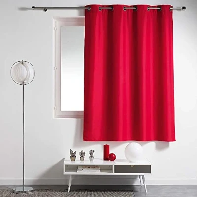 Imagen de Douceur d&#039;Intérieur 1609133 Cortinas, Poliéster, Rojo, 140L X 180H cm (1 Panneaux)