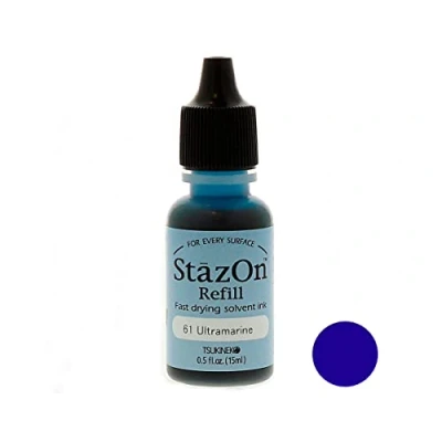 Imagen de Tinta STAZON para vidrio y plástico color azul ultramarino recarga 15ml. Bote cánula
