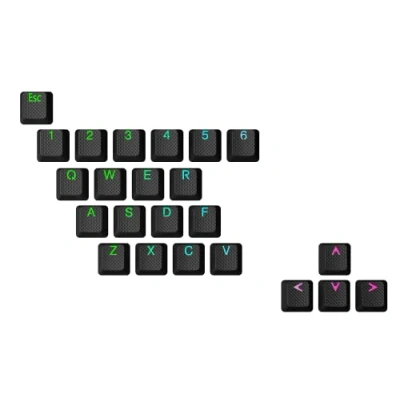 Imagen de Ranked Teclas de Goma Doble Shot Translúcido Perfil OEM para Teclados Mecánicos Juegos (Negro, 23 Teclas)