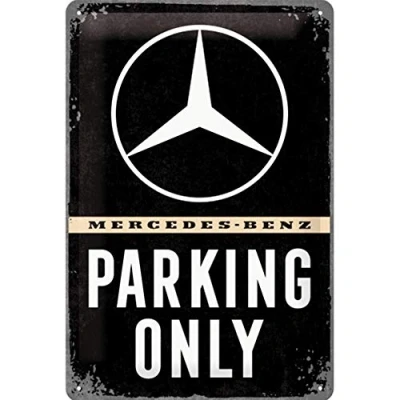 Imagen de Nostalgic Art Cartel de chapa retro Mercedes Benz Parking Only Idea regalo para los fans coches, metálico, Diseño vintage, 20 x 30 cm
