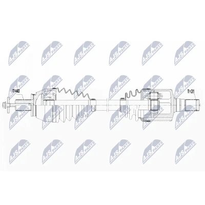 Imagen de NTY NPW FR 096 Árbol de Transmisión Eje delantero, izquierda 580 automática FORD: MONDEO 4, S Max Mk1, 4 Stufenheck
