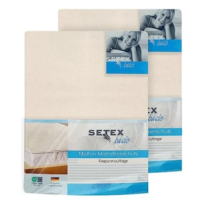 Imagen de SETEX Molleton Protector de colchón, Bandas elásticas en Las Esquinas, 100% algodón, básico, rohweiß, 90 x 200 Doppelpack