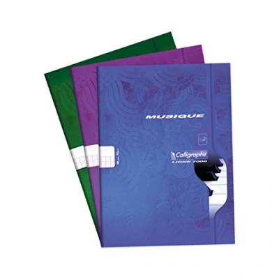 Imagen de Calligraphe 564C Cuaderno grapado de música y canto, A4, 21 x 29,7 cm, 48 páginas grandes baldosas + 10 ámbitos Papel blanco 70 g Tapa para tarjeta reciclada barnizada Color aleatorio